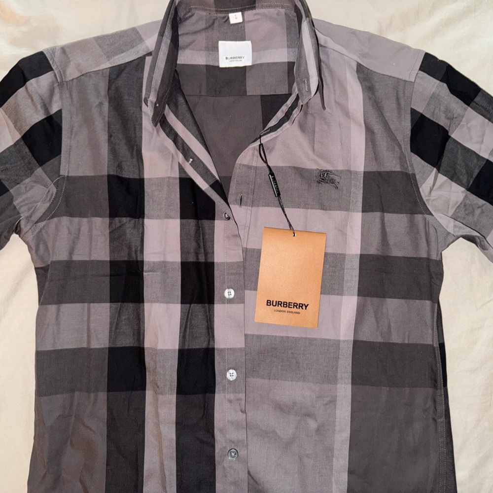 Burberry Black and Gray Casual Button Down Shirt